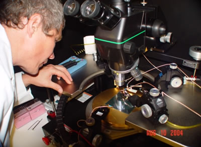 Engineer Sergey Korjenevski tests the setup for the Silicon sensor probing at Rochester