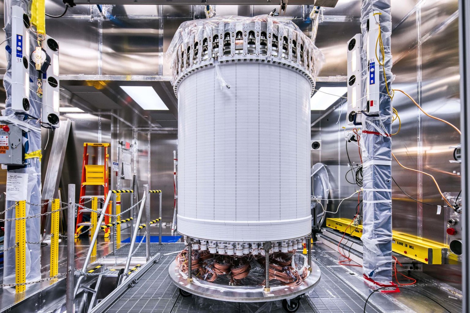 A large round machine in a large room.