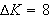 $\Delta K=8$