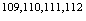 $^{109,110,111,112}$