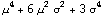 μ^4 + 6 μ^2 σ^2 + 3 σ^4