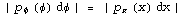 | p_φ (φ) dφ | = | p_x (x) dx |